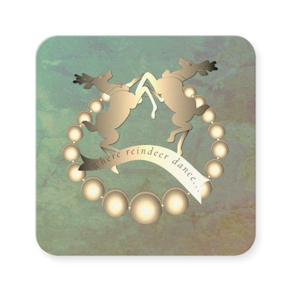 Your Logo/or Reindeer and Golden Baubles Square