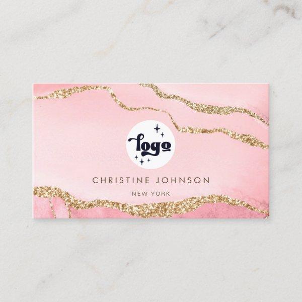 your logo pink agate background