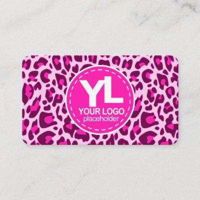 Your Logo Pink Leopard Print Rockabilly Pattern