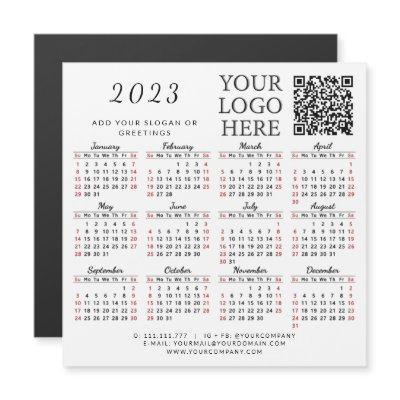 Your Logo & QR Code 2023 Business Calendar Magnet
