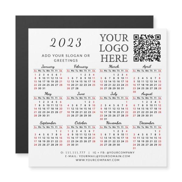 Your Logo & QR Code 2023 Business Calendar Magnet