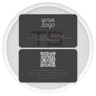 Your Logo & QR code Modern Dark Gray