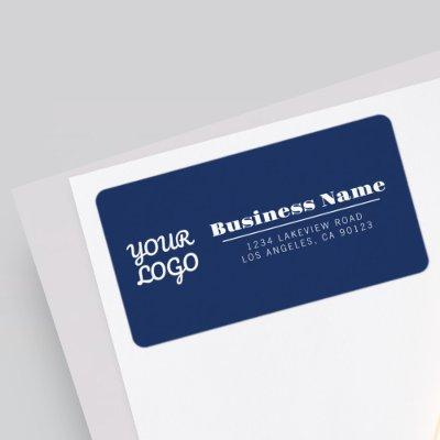 Your Logo Retro-Modern Style Navy Return Address Label
