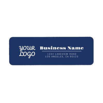 Your Logo Retro-Modern Style Navy Return Address Label