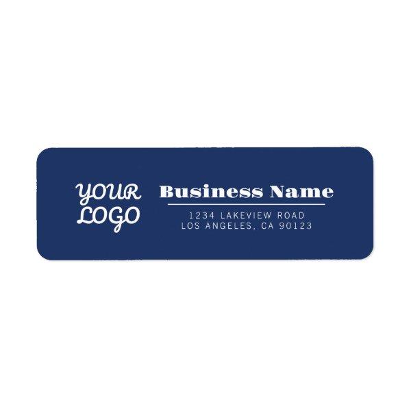 Your Logo Retro-Modern Style Navy Return Address Label