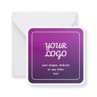 Your Logo & Stylish Light to Dark Purple Ombre Note Card