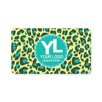 Your Logo Teal Leopard Print Rockabilly Pattern