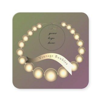 Your Logo Vintage Gold Color Baubles Square