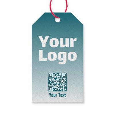 Your Logo w/Editable QR code & Gradient Ombre Gift Tags