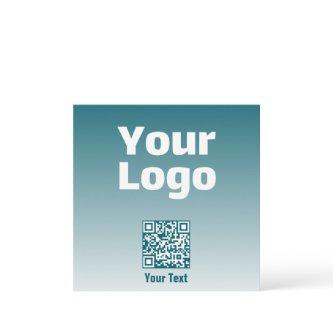 Your Logo w/Editable QR code & Gradient Ombre Note Card