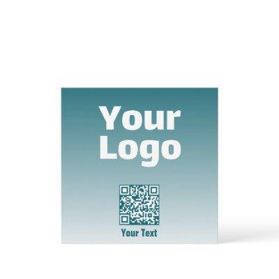 Your Logo w/Editable QR code & Gradient Ombre Note Card