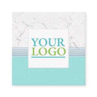 Your Logo, White Marble, Teal, Blue,DIY Profession Square