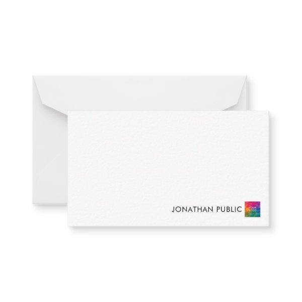 Your Name Business Company Logo Minimalist Note Card