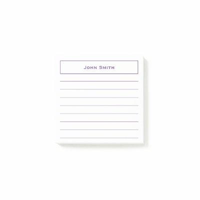 Your Name | Corporate Minimalist Purple Lined Post-it Notes