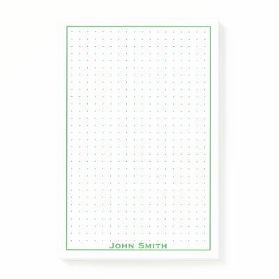 Your Name | Dotted Grid Corporate Minimal Green Post-it Notes