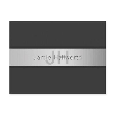 Your Name & Monogram | Greys & Faux Silver Look Postcard