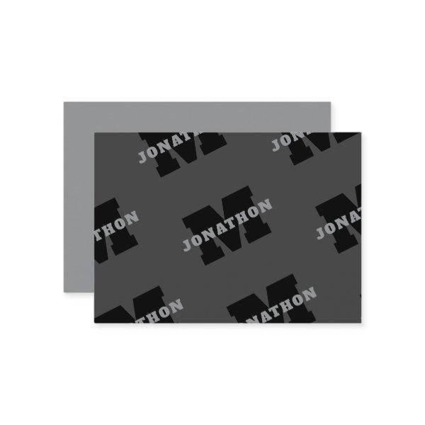Your Name or Business Name | Modern Masculine Grey Note Card