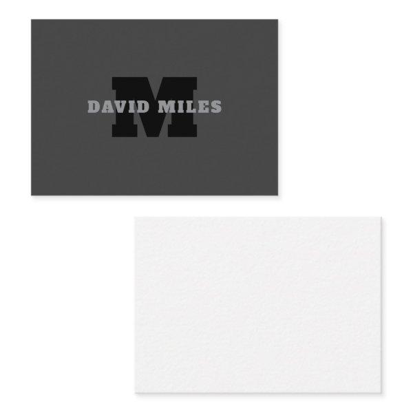 Your Name or Business Name | Modern Masculine Grey Note Card