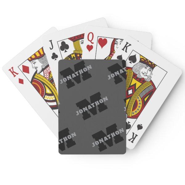 Your Name or Business Name | Modern Masculine Grey Poker Cards