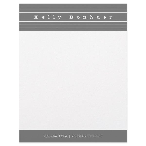 Your Name & Stripes | Grey & White Letterhead