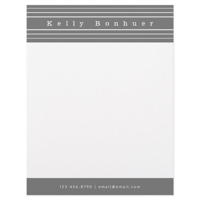 Your Name & Stripes | Grey & White Letterhead