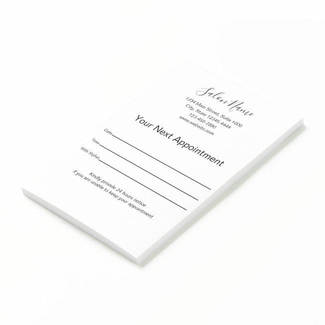 Your Next Appointment Beauty Salon Black and White Post-it Notes
