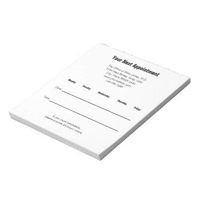 Your Next Appointment Doctor's Office Reminder Notepad