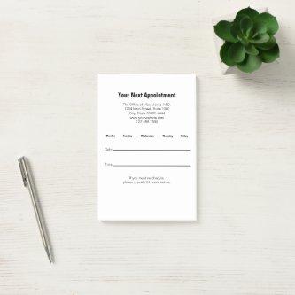 Your Next Appointment Doctor's Office Reminder Post-it Notes
