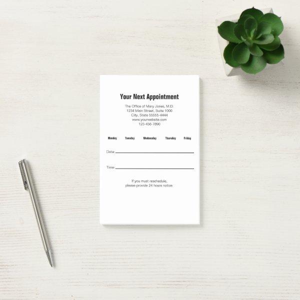 Your Next Appointment Doctor's Office Reminder Post-it Notes