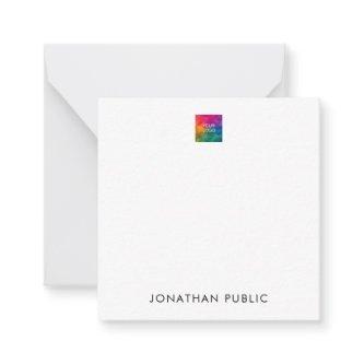 Your Own Company Logo Here Linen Square Note Card