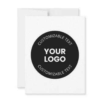 Your Own Uploaded Business Logo w/Editable Text Note Card