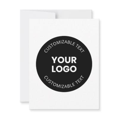 Your Own Uploaded Business Logo w/Editable Text Note Card