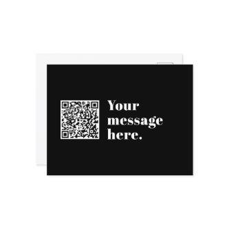 Your own Uploaded QR code & Editable Retro Text Postcard