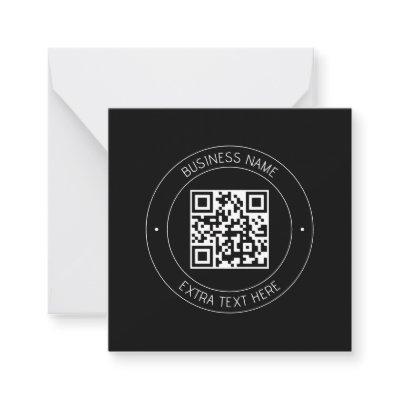 Your QR code & Editable Text | Black & White Note Card