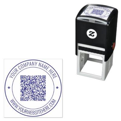 Your QR Code Info Name Website Info Round Stamp