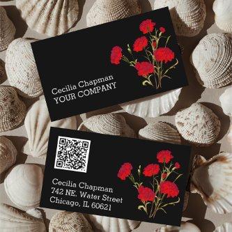 Your QR Code Red Floral Personalized Black Gothic