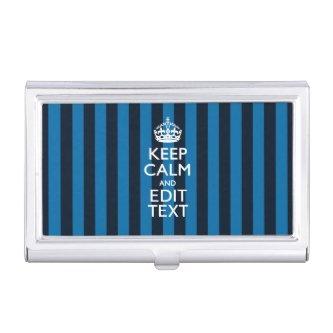 Your Text on Keep Calm Blue Stripes  Holder