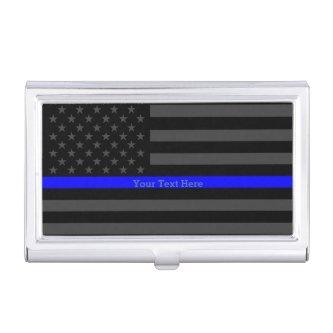 Your Text Thin Blue Line Classy Black US Flag Case For