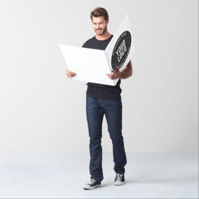 Your Text & Uploaded Logo | Editable Black & White Card