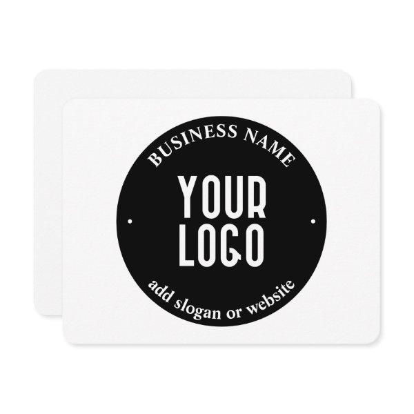 Your Text & Uploaded Logo | Editable Black & White Note Card