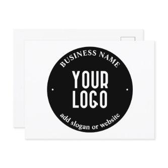 Your Text & Uploaded Logo | Editable Black & White Postcard