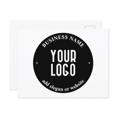 Your Text & Uploaded Logo | Editable Black & White Postcard