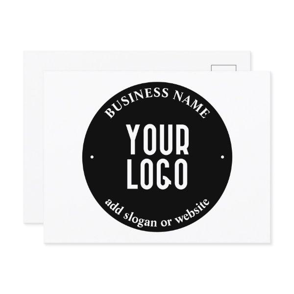 Your Text & Uploaded Logo | Editable Black & White Postcard