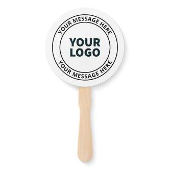Your Uploaded Logo + Editable Circular Text  Hand Fan