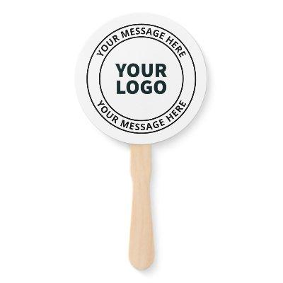 Your Uploaded Logo + Editable Circular Text  Hand Fan