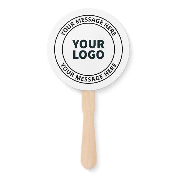 Your Uploaded Logo + Editable Circular Text  Hand Fan