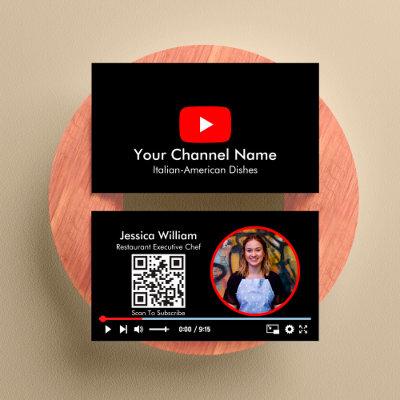 Youtube Vlogger Channel With QR Code Black