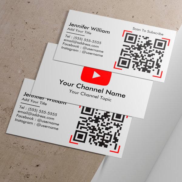 Youtube Vlogger Channel With QR Code Minimalist