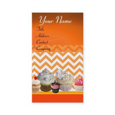 YUMMY CUPCAKES DESERT SHOP ORANGE WHITE CHEVRON