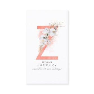 Z Letter Monogram White Orchids and Pampas Grass